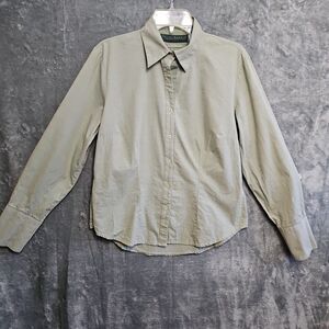 Harve Benard Women's Size Lg Green Cotton wide cuffs Blouse Dress Shirt